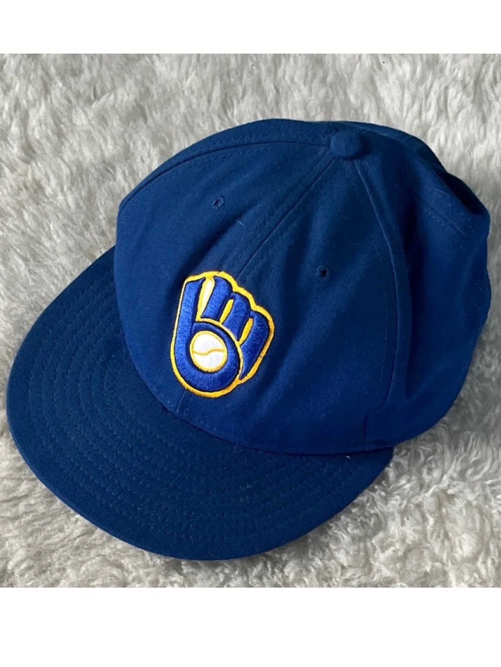 New Era blue 59fifty MLB Milwaukee Brewers Fitted baseball official Cap size 7.5